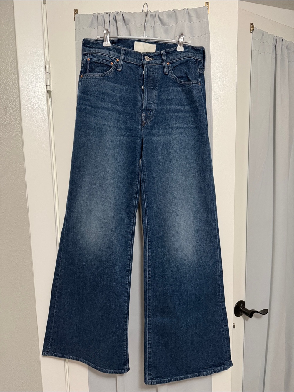 MOTHER Wide-Leg Jeans in Dark Blue Wash
